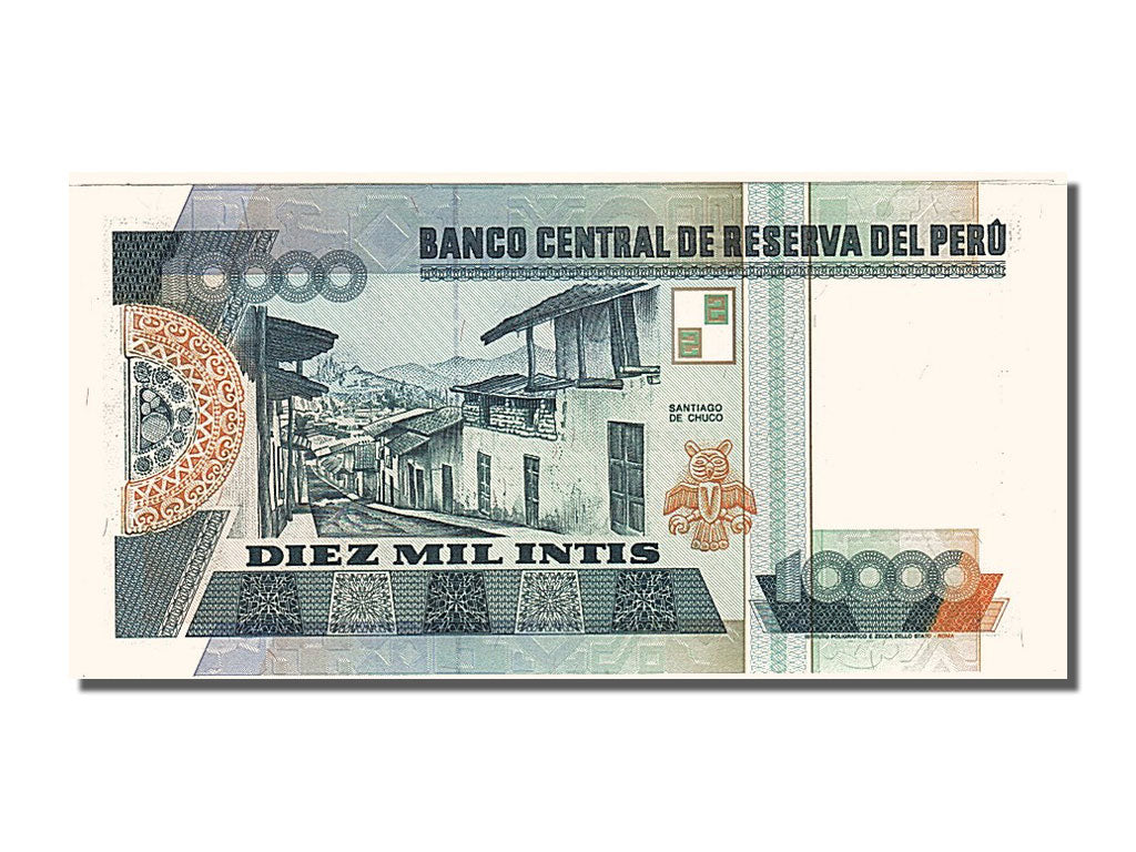 Banknote, Peru, 10,000 Intis, 1988, 1988-06-28, UNC(65-70)