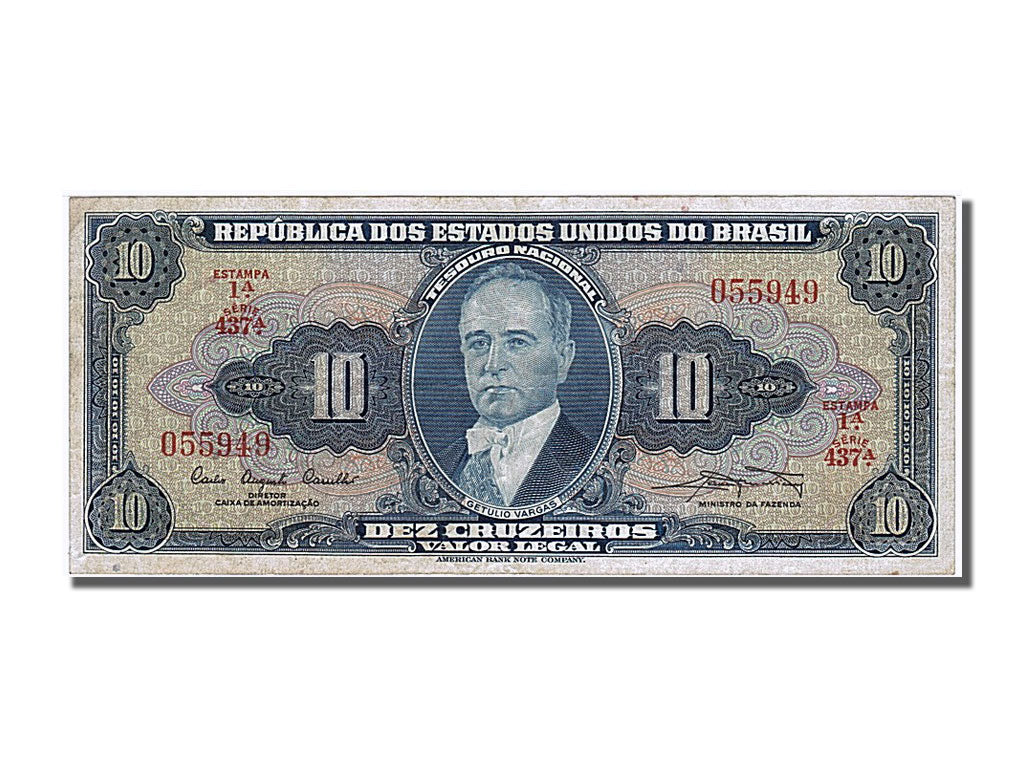 Banknote, Brazil, 10 Cruzeiros, 1961, AU(55-58)