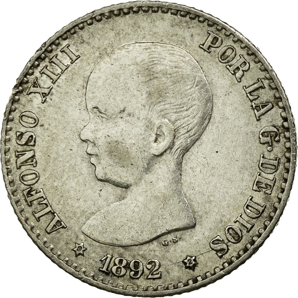 Spain, Alfonso XIII, 50 Centimos, 1892, Madrid, Silver, AU(55-58), KM:690