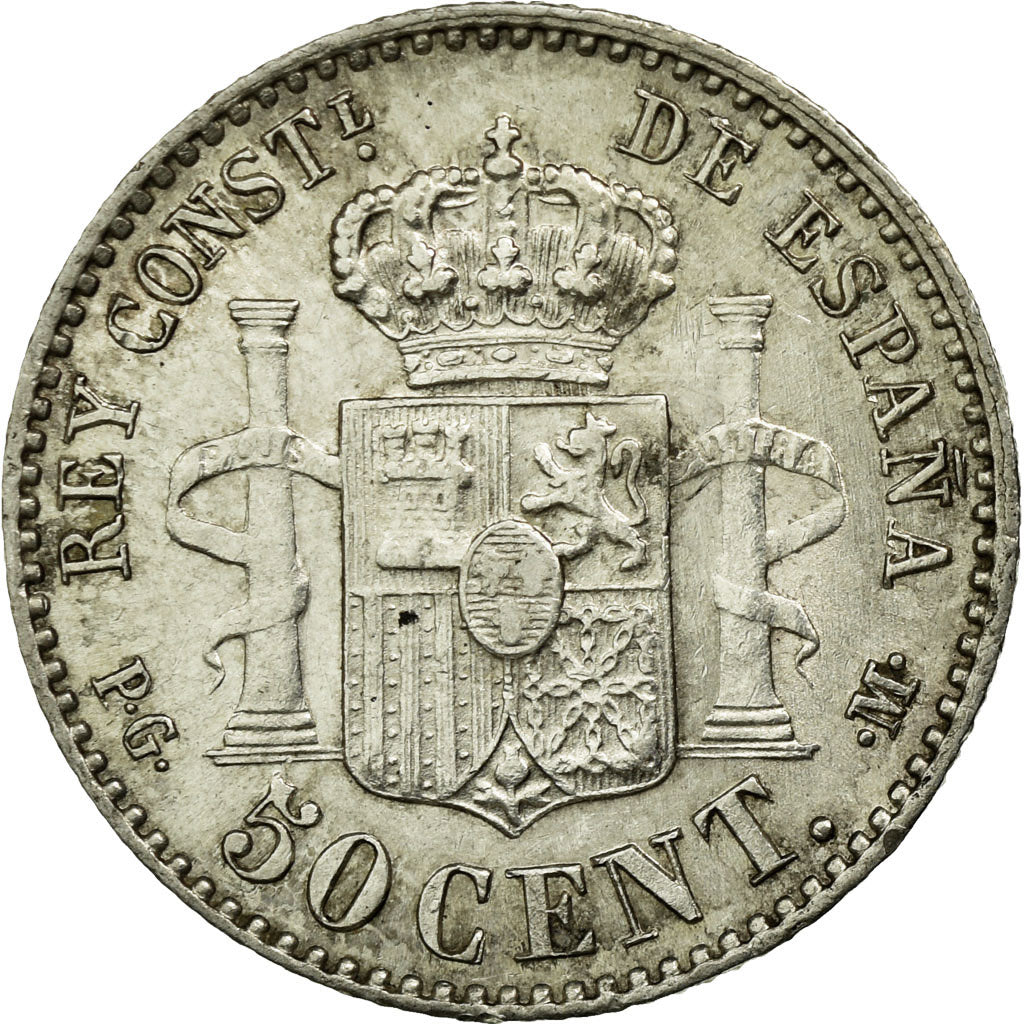 Spain, Alfonso XIII, 50 Centimos, 1892, Madrid, Silver, AU(55-58), KM:690