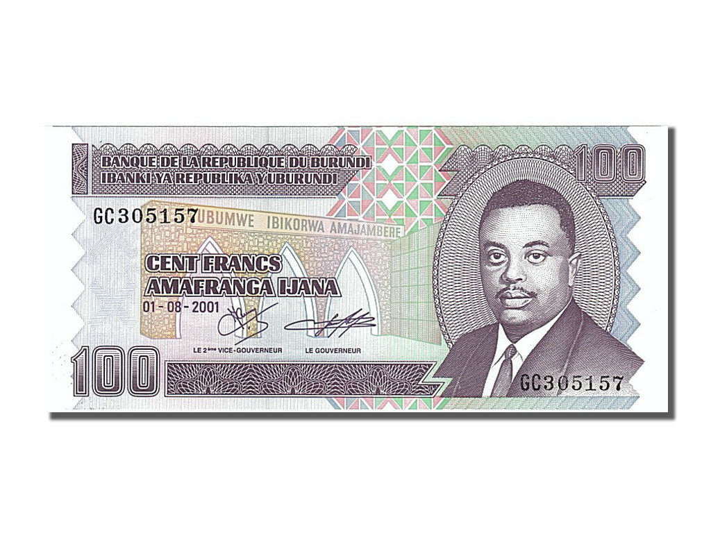 Banknote, Burundi, 100 Francs, 2001, 2001-08-01, UNC(65-70)