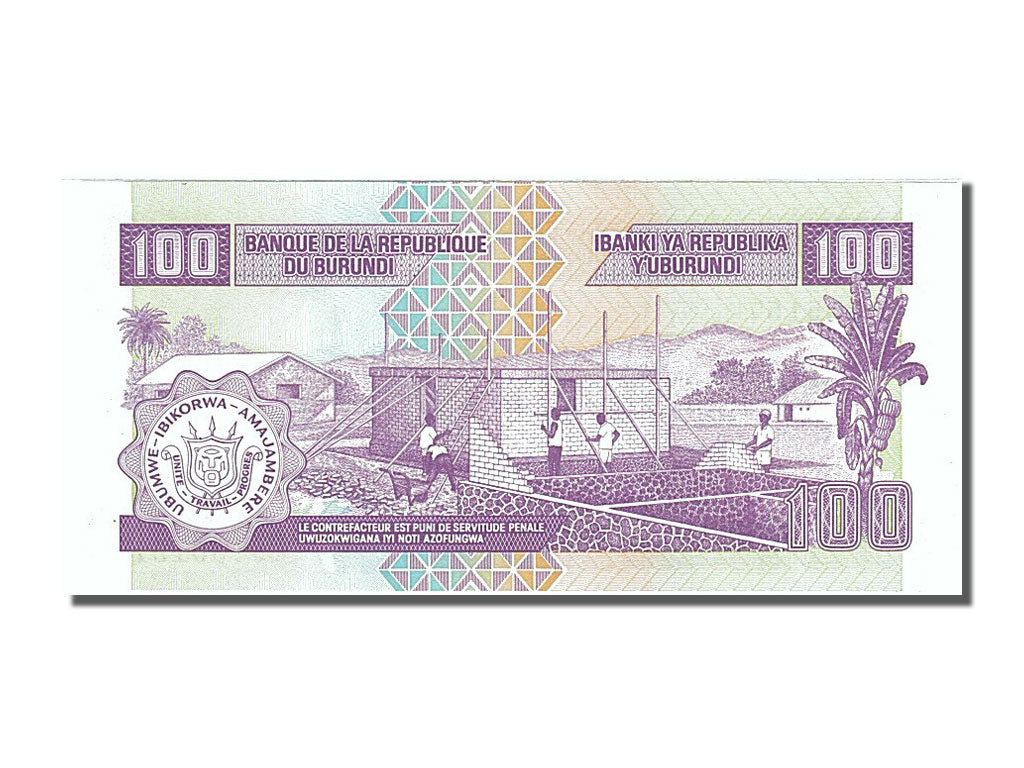 Banknote, Burundi, 100 Francs, 2001, 2001-08-01, UNC(65-70)