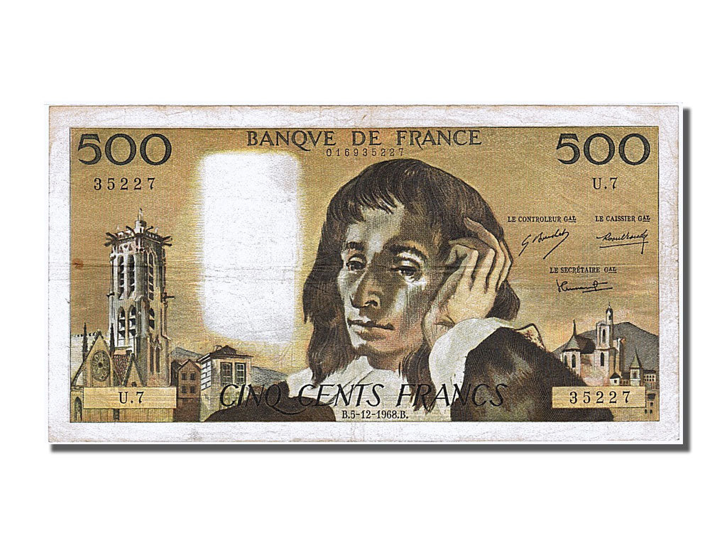 Banknote, France, 500 Francs, 500 F 1968-1993 ''Pascal'', 1968, 1968-12-05