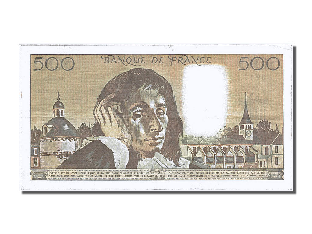 Banknot, Francja, 500 Francs, Pascal, 1990, 1990-09-06, AU(50-53)