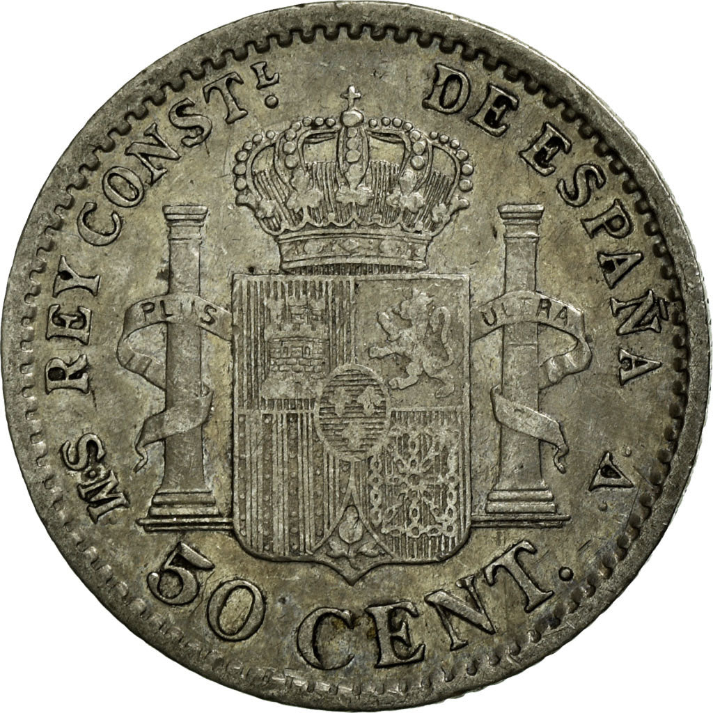 Moneta, Spagna, Alfonso XIII, 50 Centimos, 1904, SPL-, Argento, KM:723