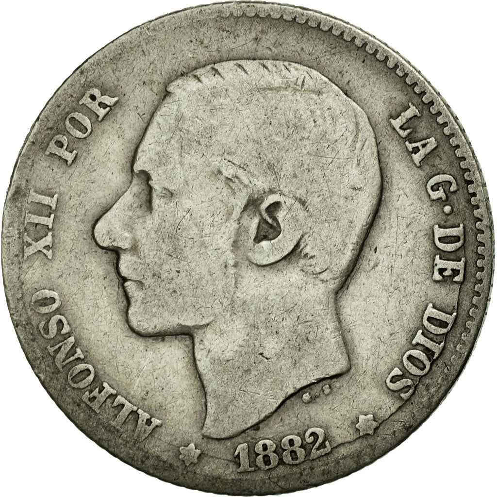 Coin, Spain, Alfonso XII, Peseta, 1882, VF(20-25), Silver, KM:686