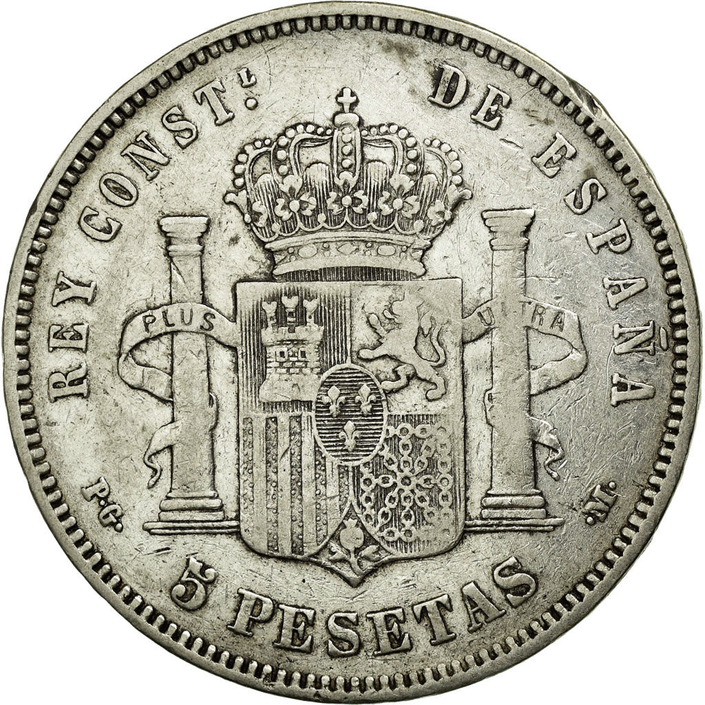 Moneda, España, Alfonso XIII, 5 Pesetas, 1892, MBC, Plata, KM:700