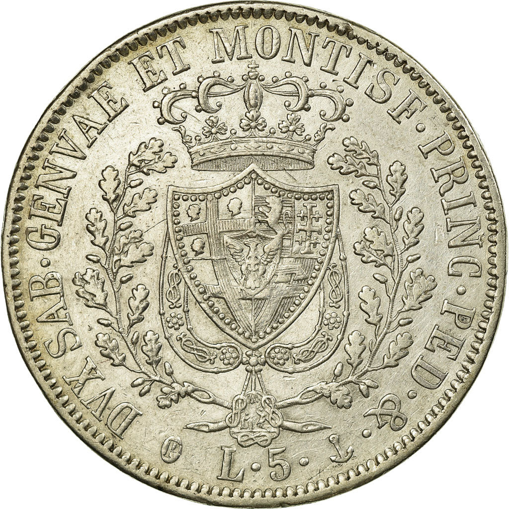 Moneta, STATI ITALIANI, SARDINIA, Carlo Felice, 5 Lire, 1830, Genoa, BB+