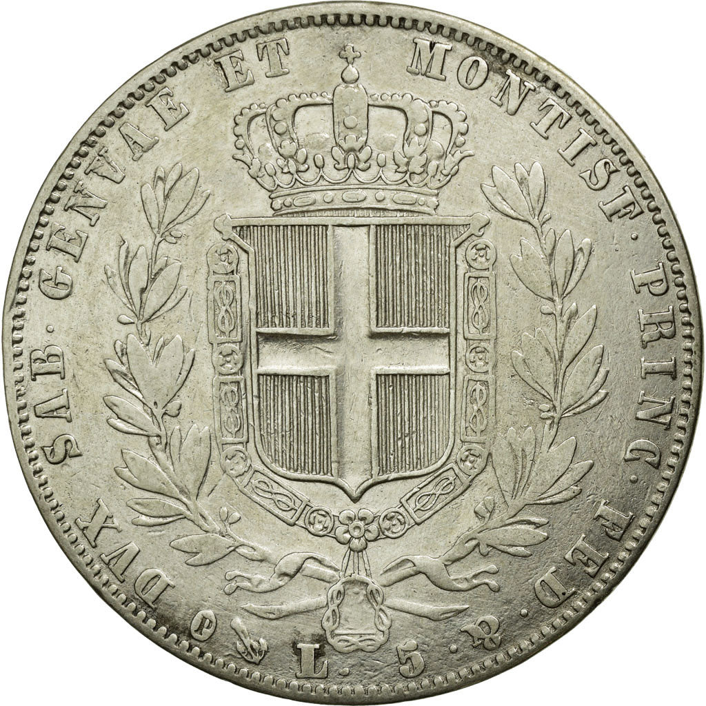 Coin, ITALIAN STATES, SARDINIA, Carlo Alberto, 5 Lire, 1847, Genoa, EF(40-45)