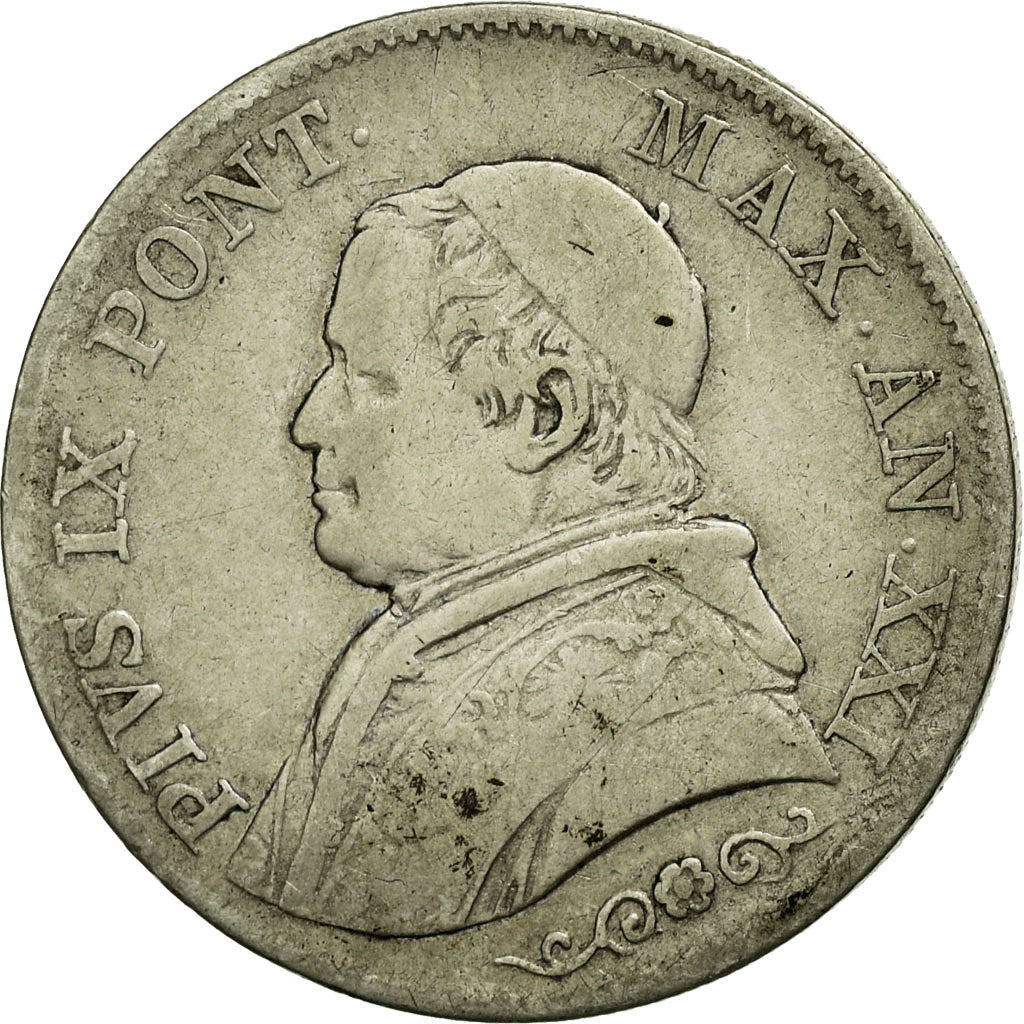 Coin, ITALIAN STATES, PAPAL STATES, Pius IX, Lira, 1866, Roma, VF(30-35)