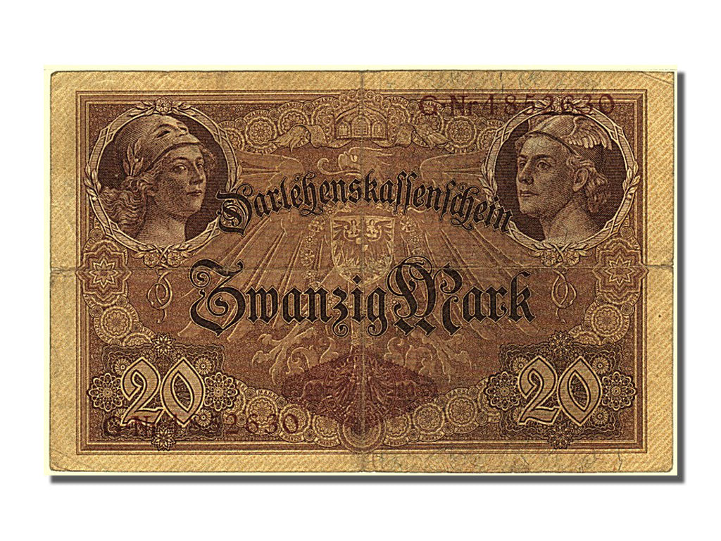 Banknot, Niemcy, 20 Mark, 1914, 1914-08-05, VF(30-35)