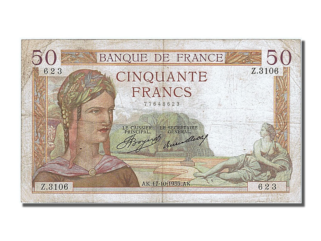 Geldschein, Frankreich, 50 Francs, 50 F 1934-1940 ''Cérès'', 1935, 1935-10-17