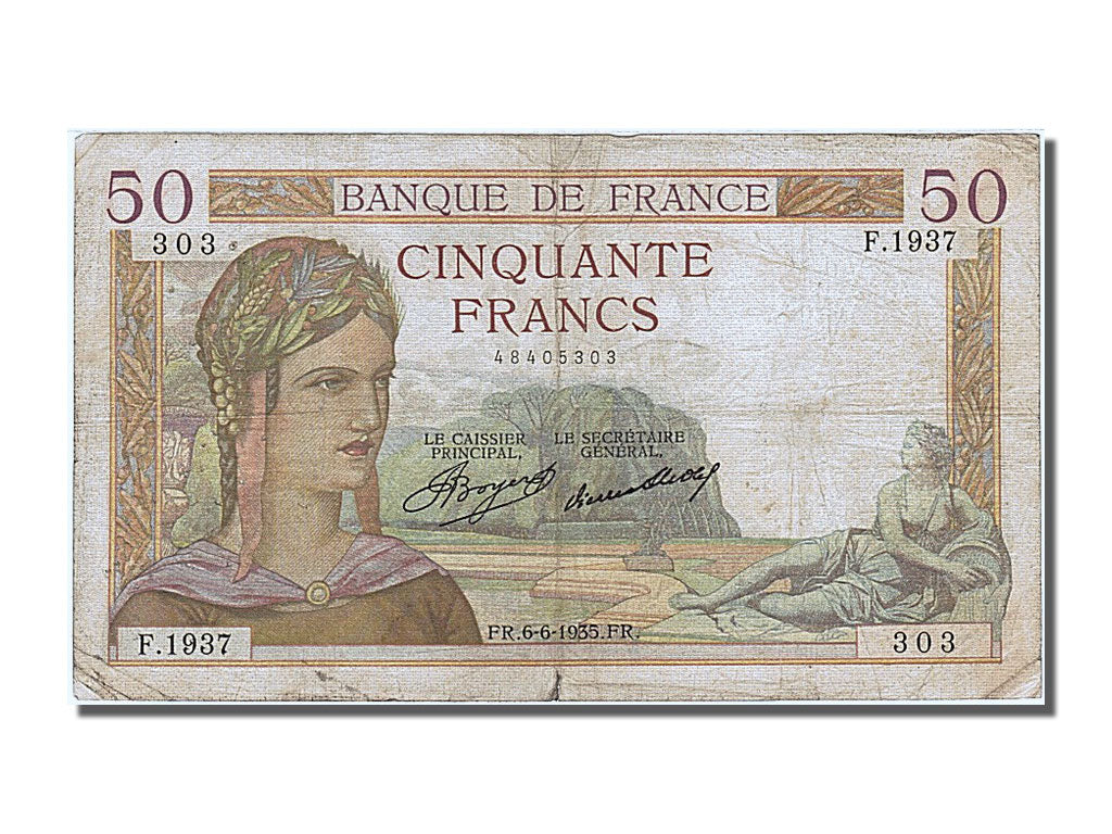 Geldschein, Frankreich, 50 Francs, 50 F 1934-1940 ''Cérès'', 1935, 1935-06-06