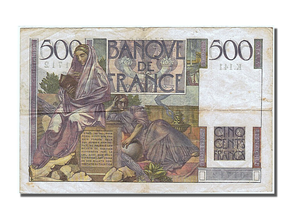Banconote, Francia, 500 Francs, 500 F 1945-1953 ''Chateaubriand'', 1953