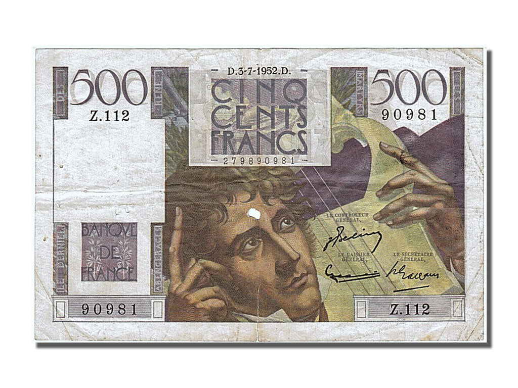 Banknote, France, 500 Francs, 500 F 1945-1953 ''Chateaubriand'', 1952