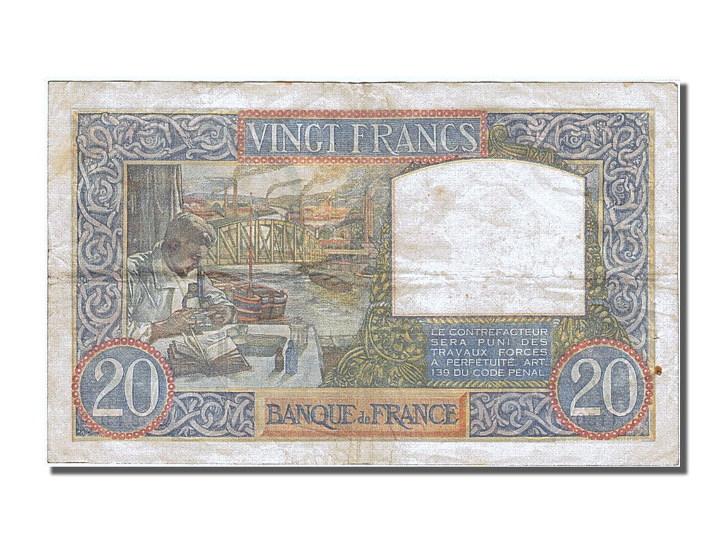 Billete, Francia, 20 Francs, 20 F 1939-1942 ''Science et Travail'', 1940