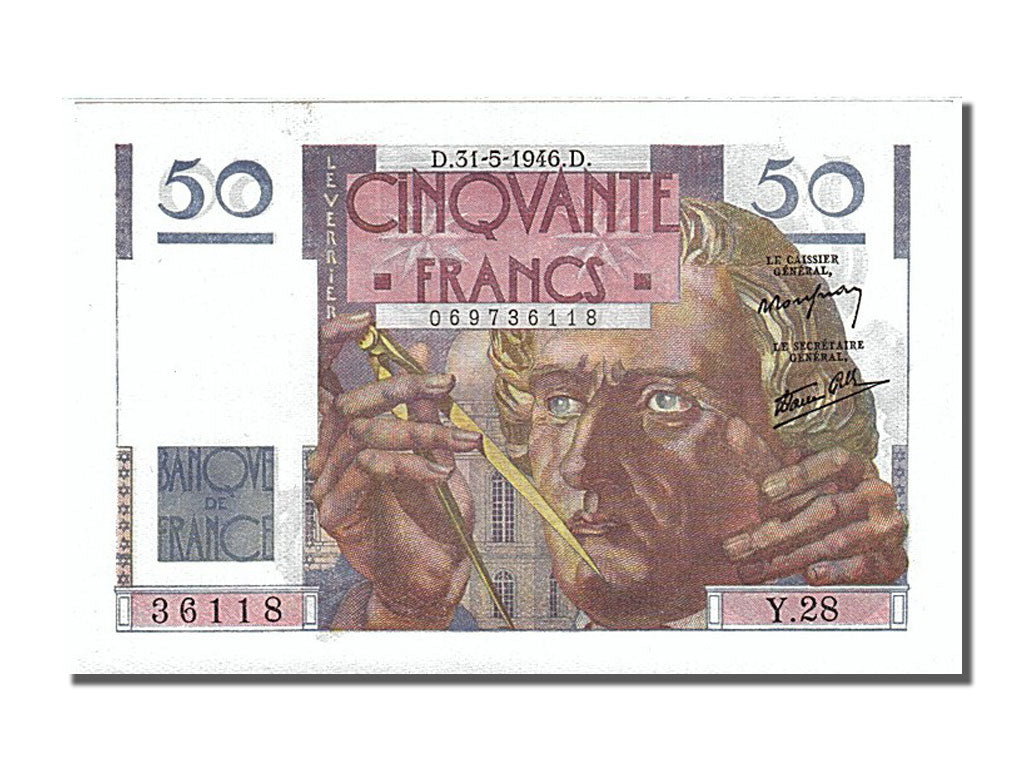 Banknote, France, 50 Francs, 50 F 1946-1951 ''Le Verrier'', 1946, 1946-05-31
