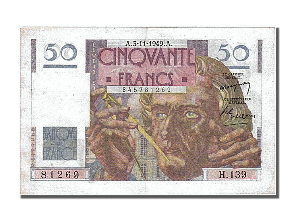 Banknote, France, 50 Francs, 50 F 1946-1951 ''Le Verrier'', 1949, 1949-11-03