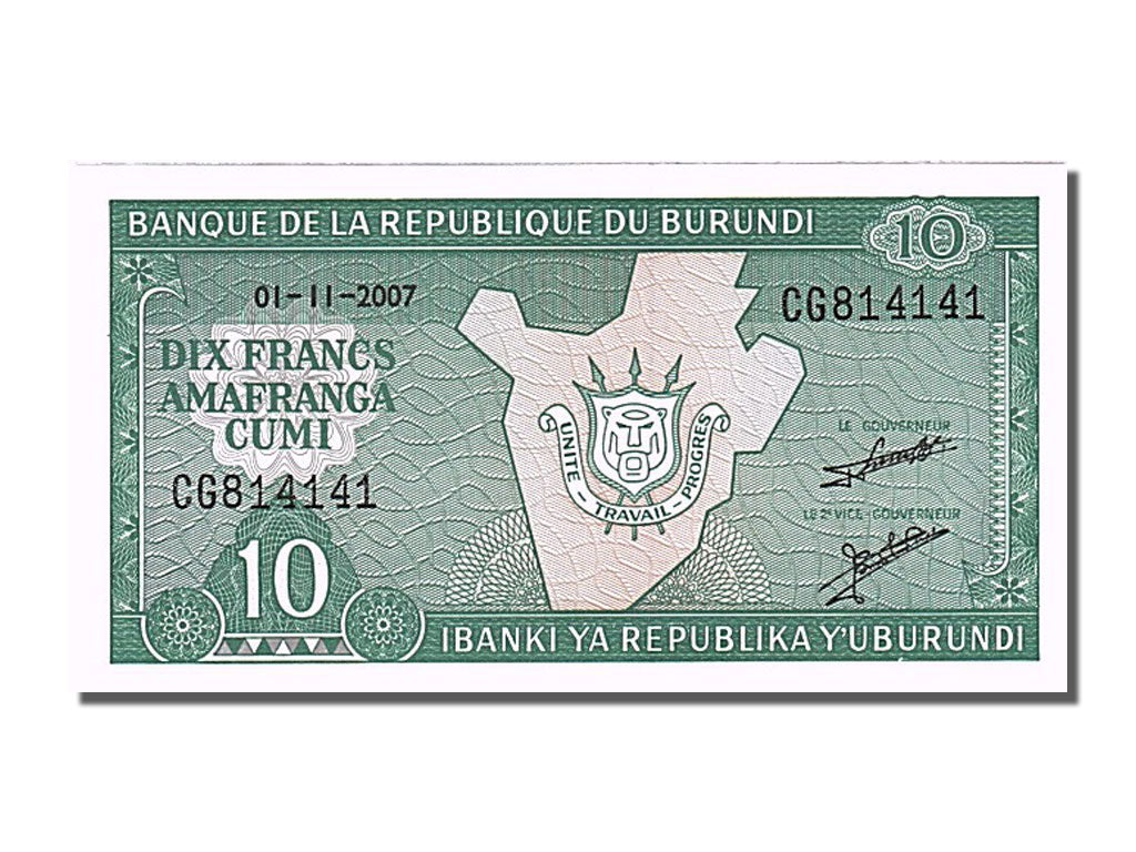 Banknote, Burundi, 10 Francs, 2007, 2007-11-01, UNC(65-70)