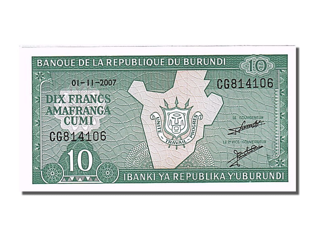 Banknote, Burundi, 10 Francs, 2007, 2007-11-01, UNC(65-70)