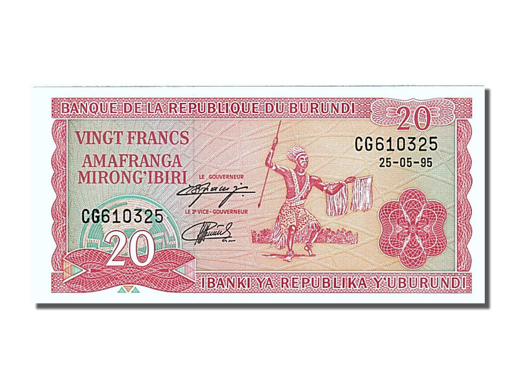 Banknote, Burundi, 20 Francs, 1995, 1995-05-25, UNC(65-70)