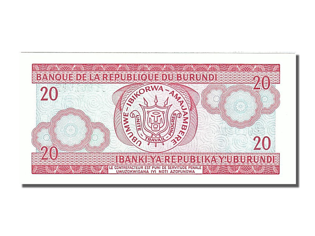 Banknote, Burundi, 20 Francs, 1995, 1995-05-25, UNC(65-70)