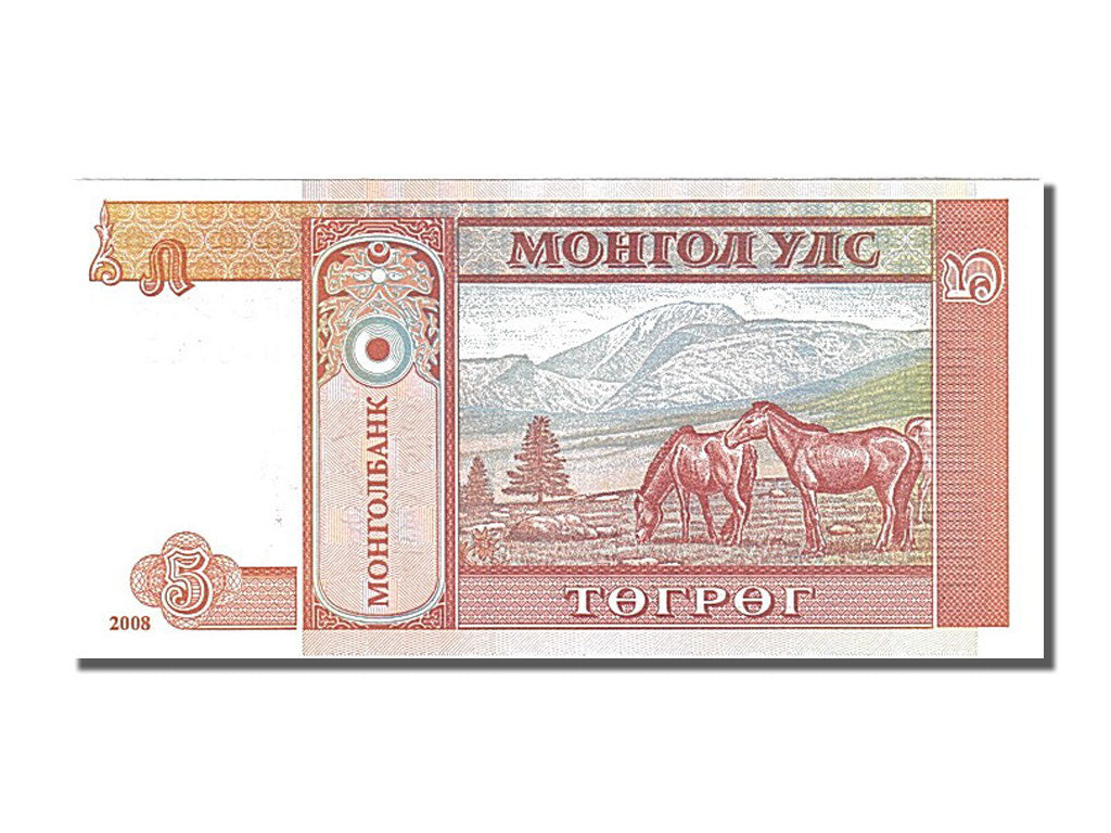 Geldschein, Mongolei, 5 Tugrik, 2008, UNZ