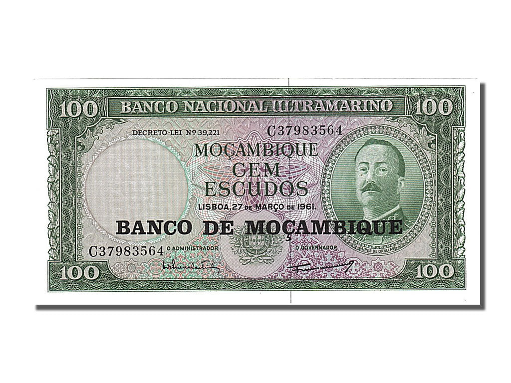 Banknote, Mozambique, 100 Escudos, 1961, 1961-03-27, UNC(65-70)