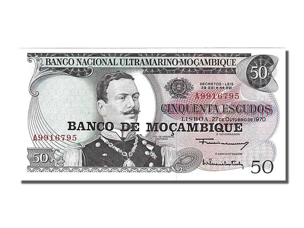 Banknote, Mozambique, 50 Escudos, 1970, 1970-10-27, KM:116, UNC(65-70)