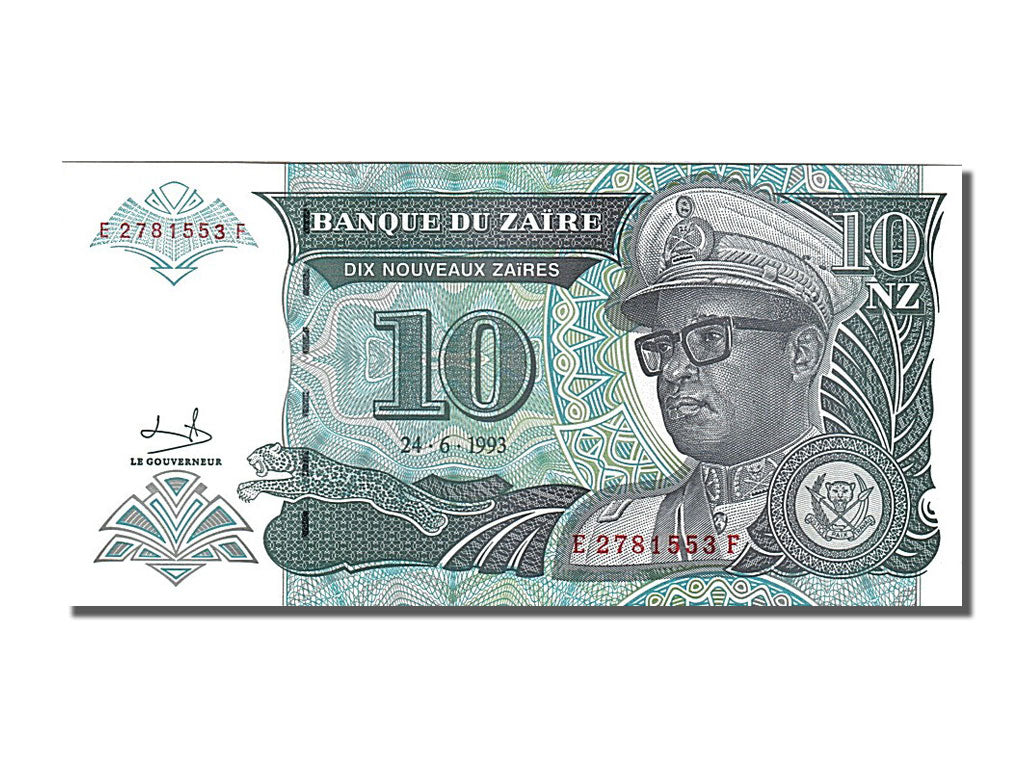 Billet, Zaïre, 10 Nouveaux Zaïres, 1993, 1993-06-24, NEUF