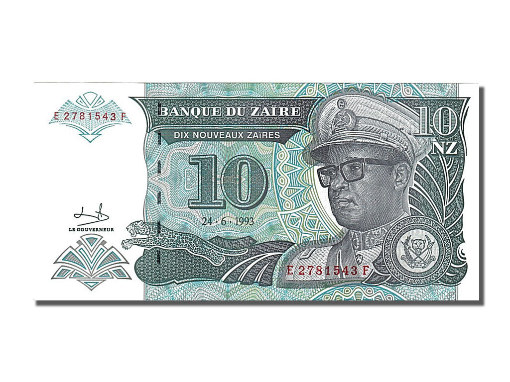 Banknote, Zaire, 10 Nouveaux Zaïres, 1993, 1993-06-24, UNC(65-70)