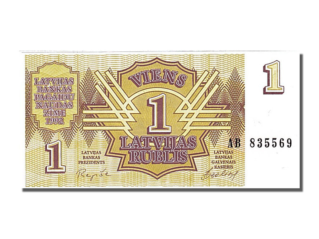 Geldschein, Latvia, 1 Rublis, 1992, UNZ