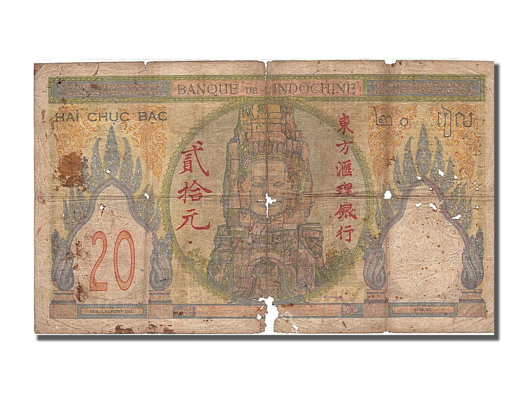 Geldschein, Französisch Indochina, 20 Piastres, 1921, SGE