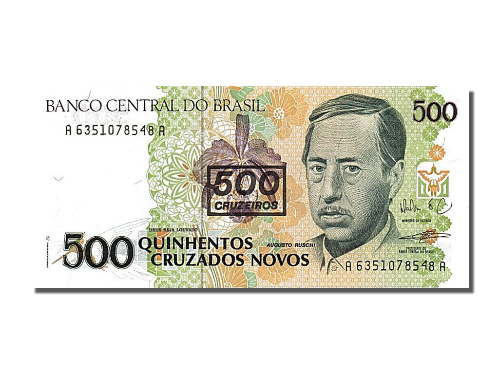 Banknote, Brazil, 500 Cruzeiros on 500 Cruzados Novos, 1990, UNC(65-70)