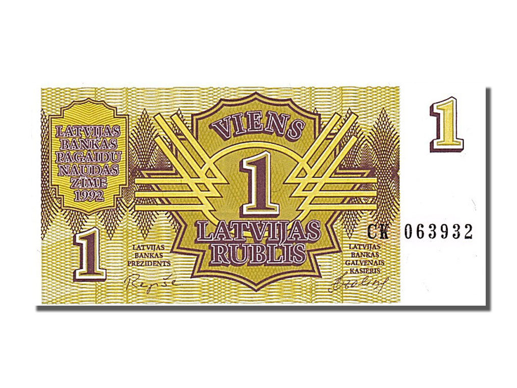 Banknot, Łotwa, 1 Rublis, 1992, UNC(65-70)
