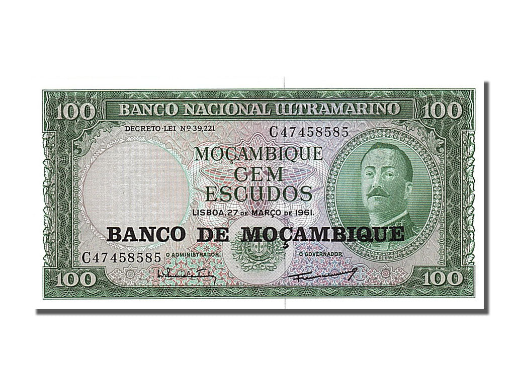 Banknote, Mozambique, 100 Escudos, 1961, 1961-03-27, UNC(65-70)