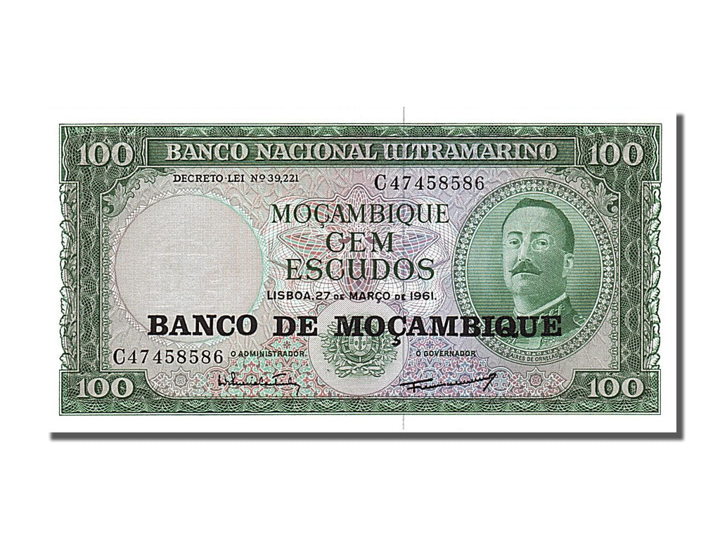 Banknote, Mozambique, 100 Escudos, 1961, 1961-03-27, UNC(65-70)
