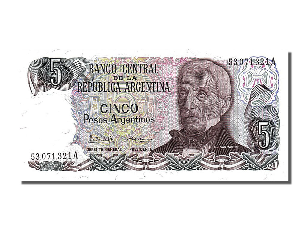 Banknote, Argentina, 5 Pesos Argentinos, 1983, UNC(65-70)