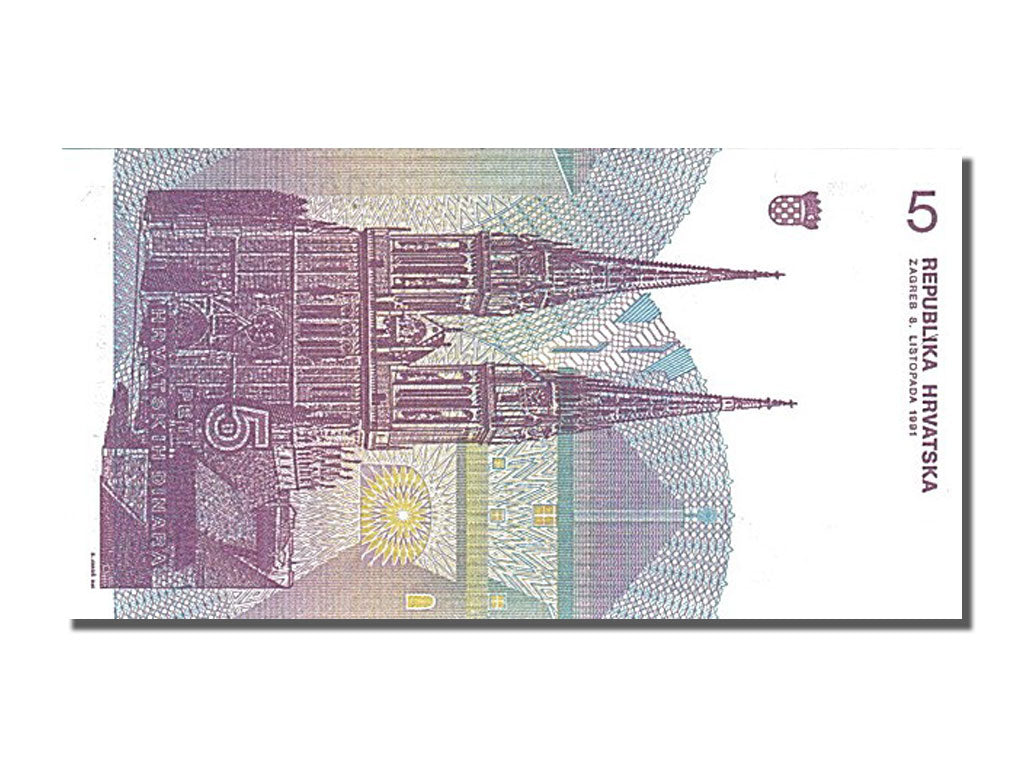 Banknote, Croatia, 5 Dinara, 1991, 1991-10-08, UNC(65-70)