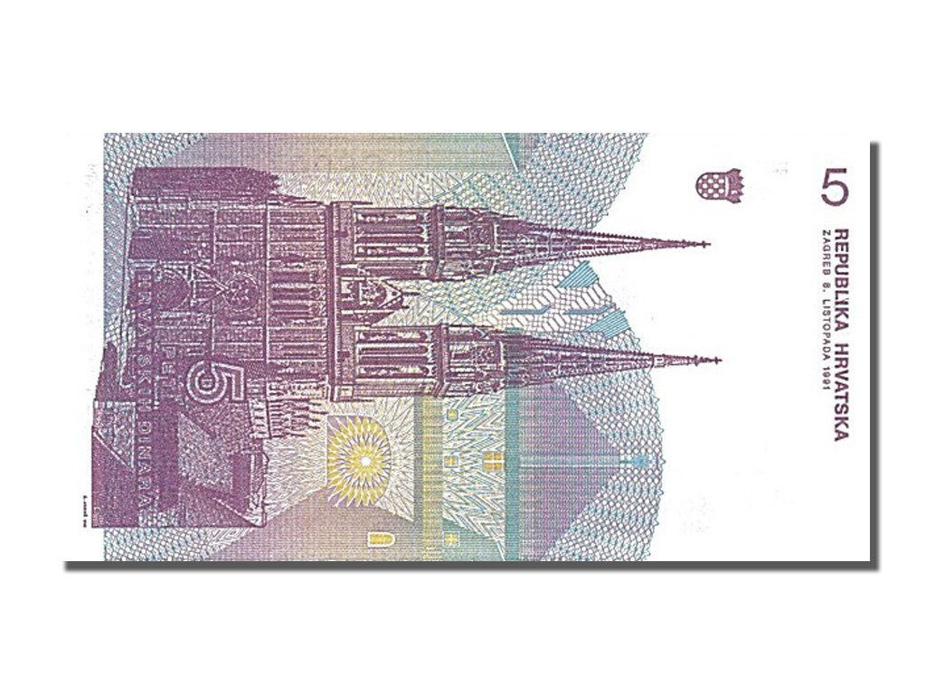Banknote, Croatia, 5 Dinara, 1991, 1991-10-08, UNC(65-70)
