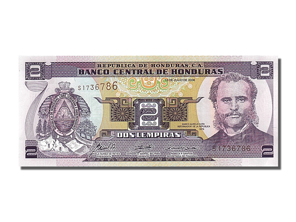 Banknote, Honduras, 2 Lempiras, 2006, 2006-07-13, UNC(65-70)