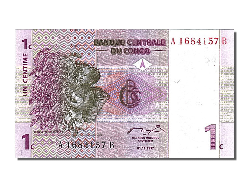 Banknote, Congo Democratic Republic, 1 Centime, 1997, 1997-11-01, UNC(65-70)