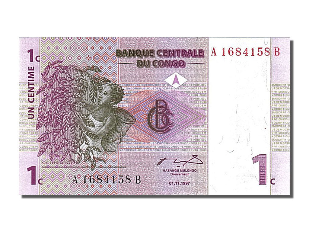 Banknote, Congo Democratic Republic, 1 Centime, 1997, 1997-11-01, UNC(65-70)