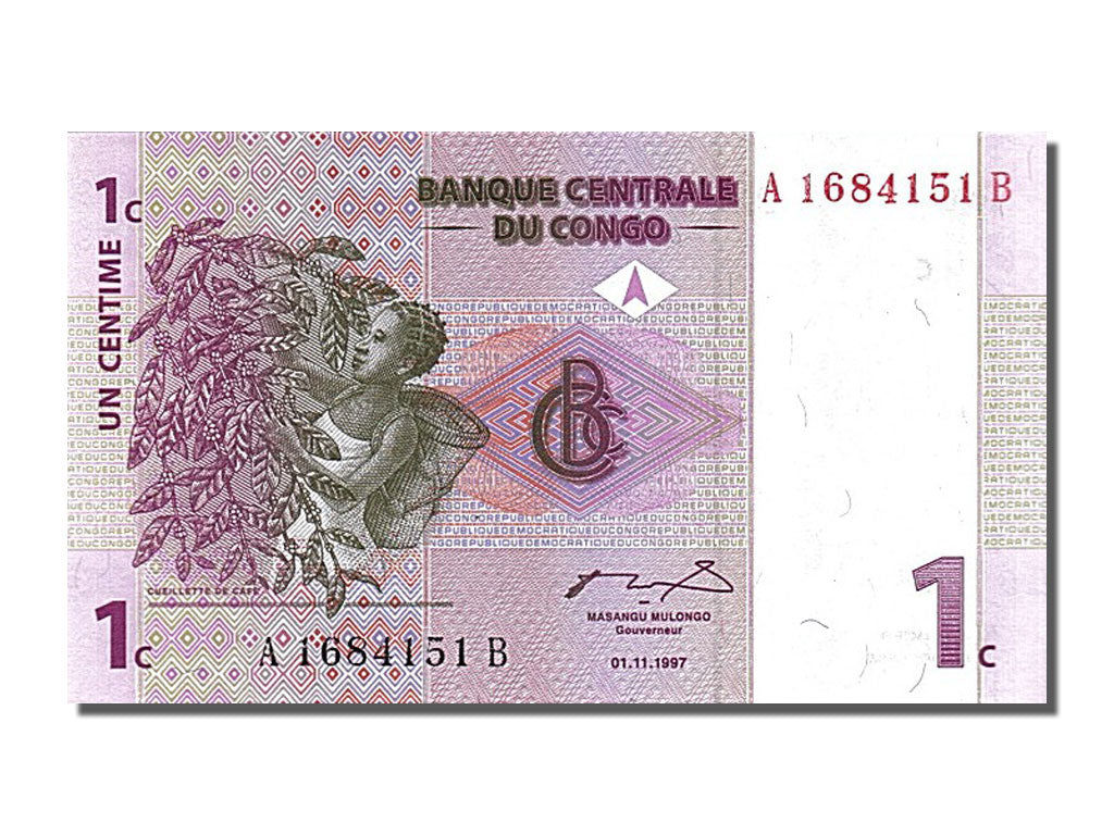 Banknote, Congo Democratic Republic, 1 Centime, 1997, 1997-11-01, UNC(65-70)
