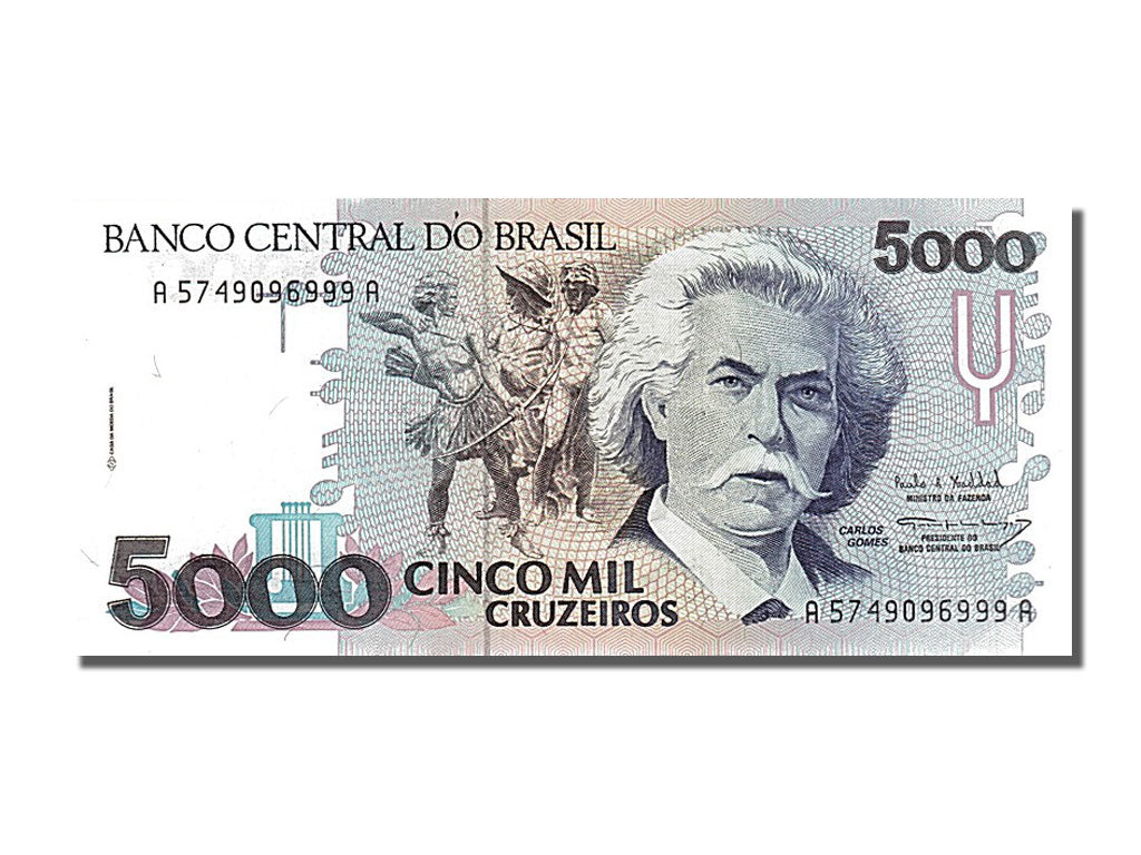 Banknote, Brazil, 5000 Cruzeiros, 1993, UNC(65-70)