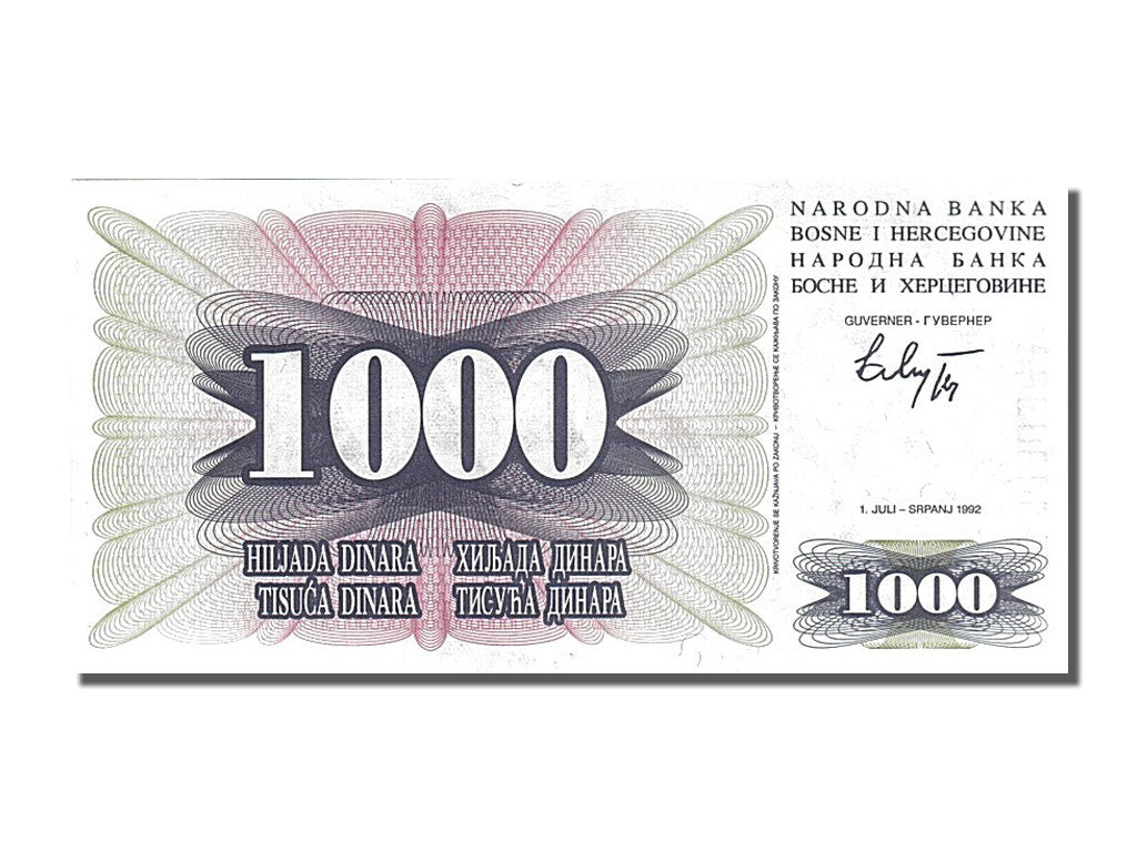 Banknote, Bosnia - Herzegovina, 1000 Dinara, 1992, 1992-07-01, UNC(65-70)