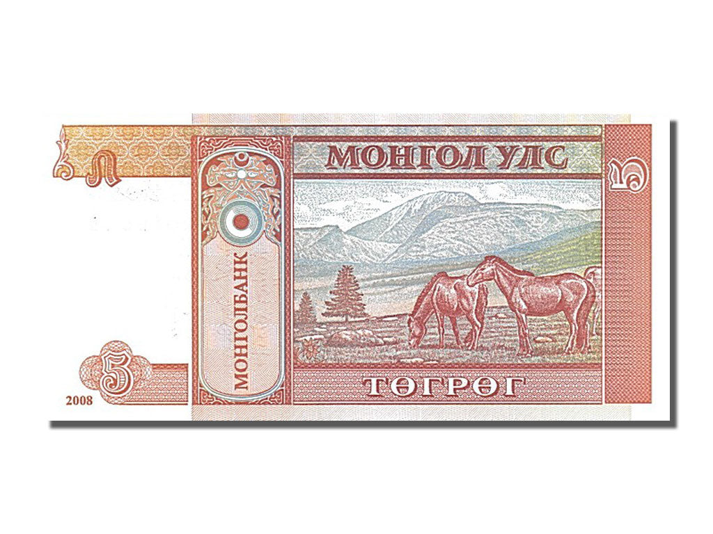 Banknot, Mongolia, 5 Tugrik, 2008, UNC(65-70)