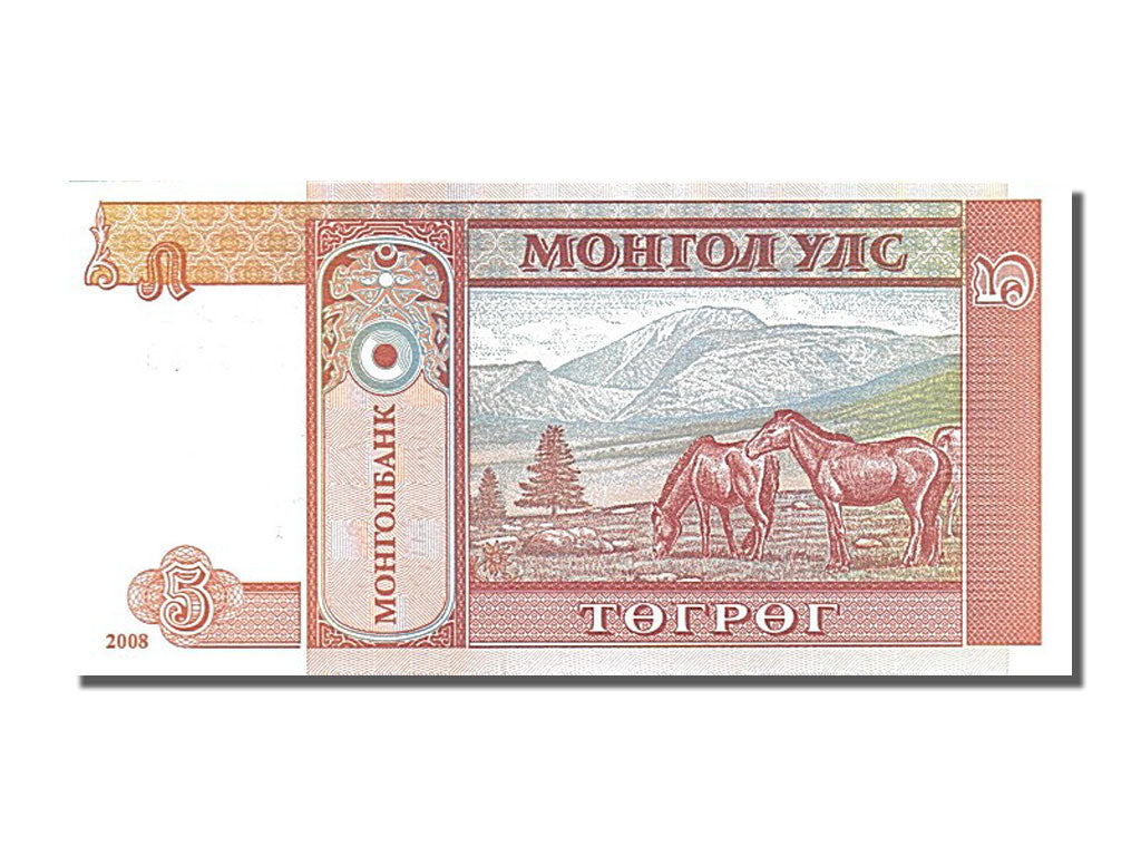 Banknot, Mongolia, 5 Tugrik, 2008, UNC(65-70)
