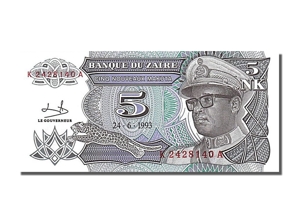Banknote, Zaire, 5 Nouveaux Makuta, 1993, 1993-06-24, UNC(65-70)