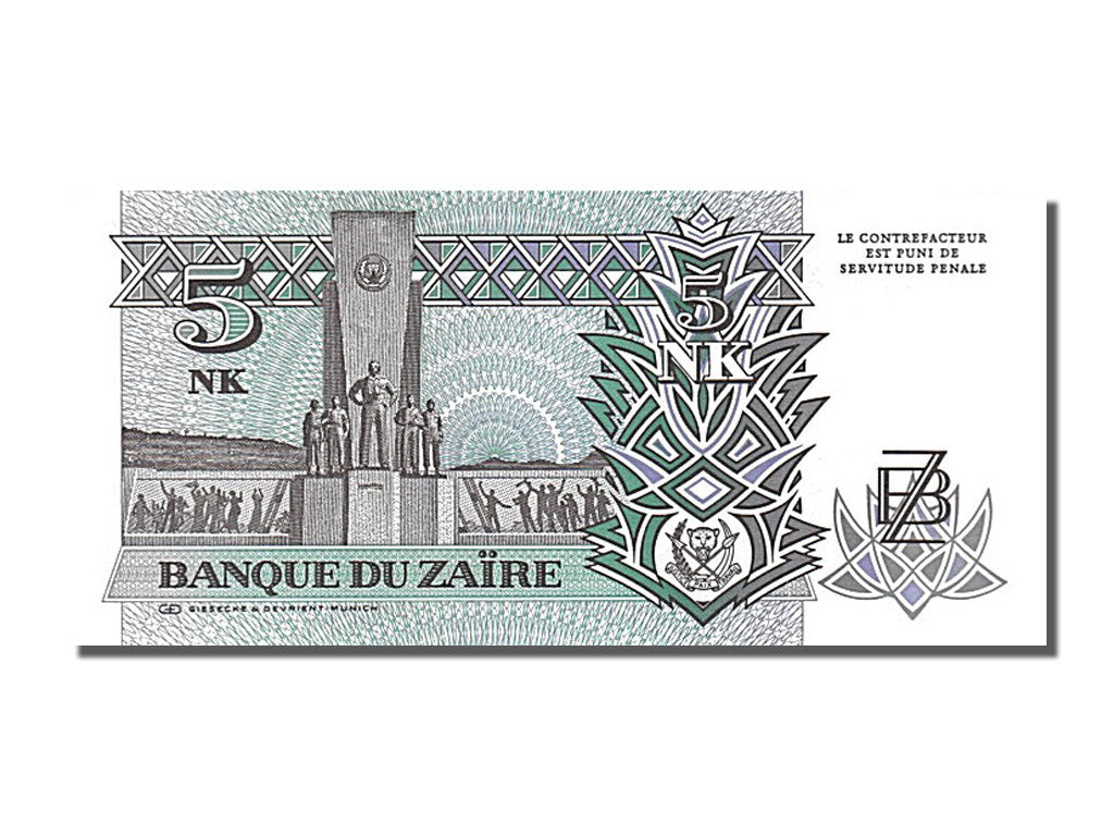 Banknote, Zaire, 5 Nouveaux Makuta, 1993, 1993-06-24, UNC(65-70)